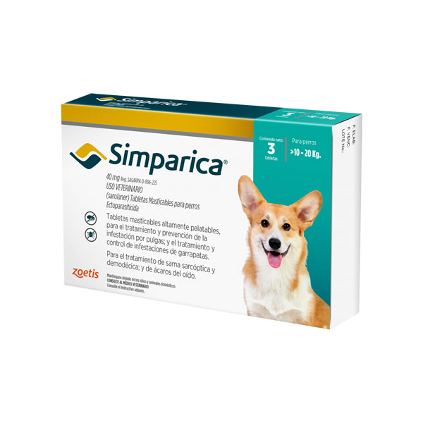 Simparica 10 kg a 20 kg  3 Comprimidos