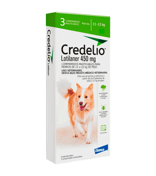 Credelio Lotilaner 450 mg.  11-22 kg. (3 Comprimidos)