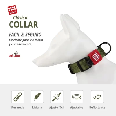 Collar clásico verde extra grande